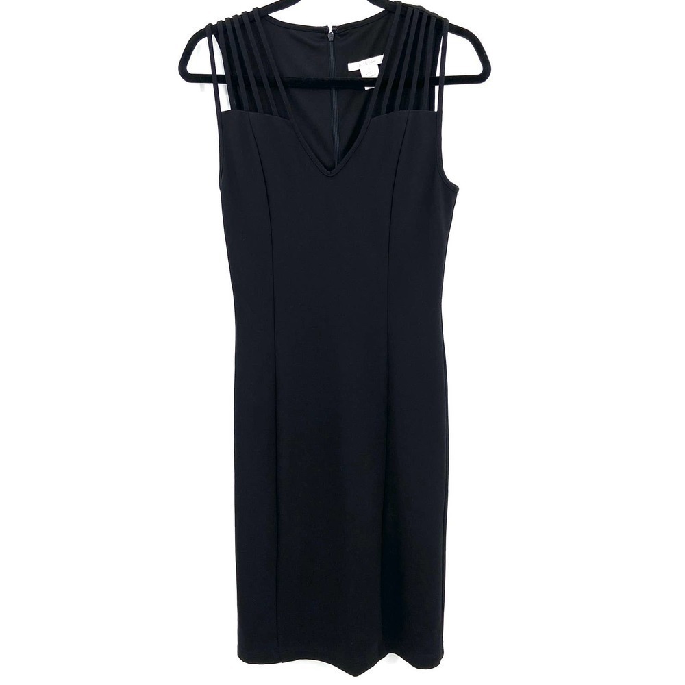 ALI & JAY Black Bodycon Strappy Shoulder Sleeveless Knee Length Dress Size Small